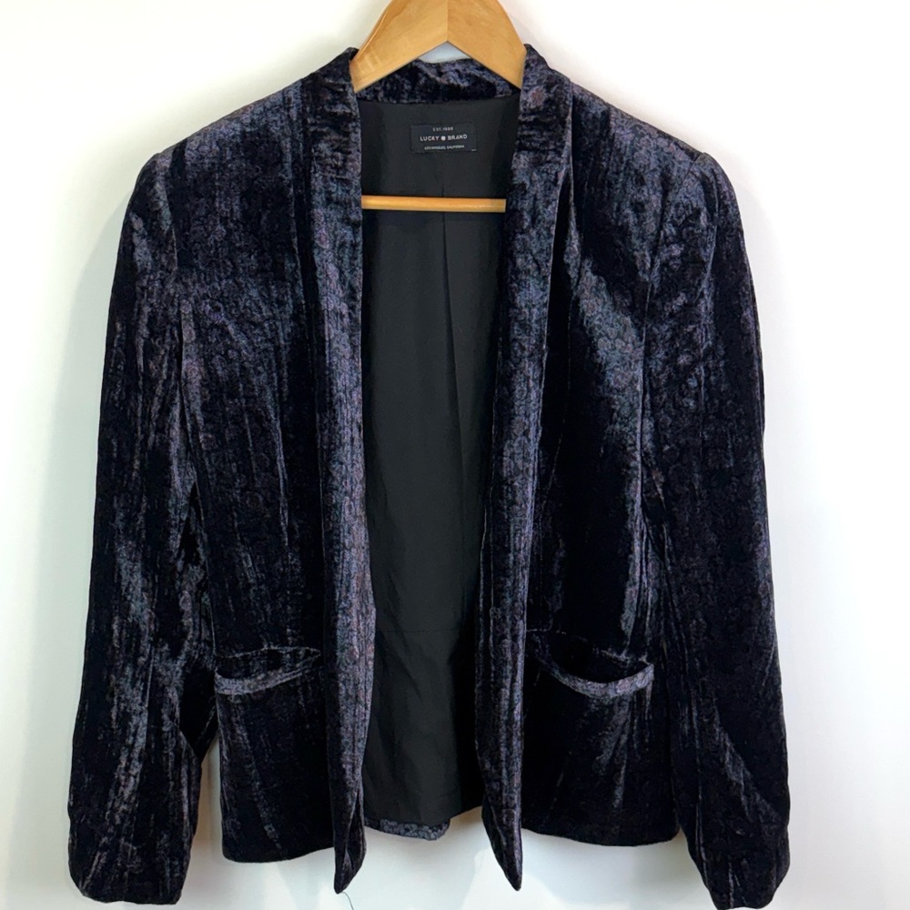 Lucky Brand Velvet Women's open front blazer size M - Picture 1 of 8